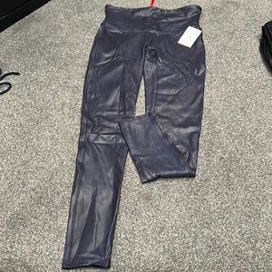 SPANX - L - faux leather navy leggings. Brand new w tags
